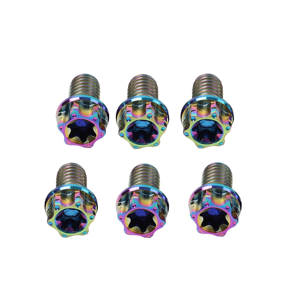 Set of 6 Titanium M8x20mm Torx Head Flange Bolts for Motorcycle