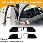 Interior Door Handle Bowl Cover Trim for Toyota Corolla (2019–2025) Gloss Black