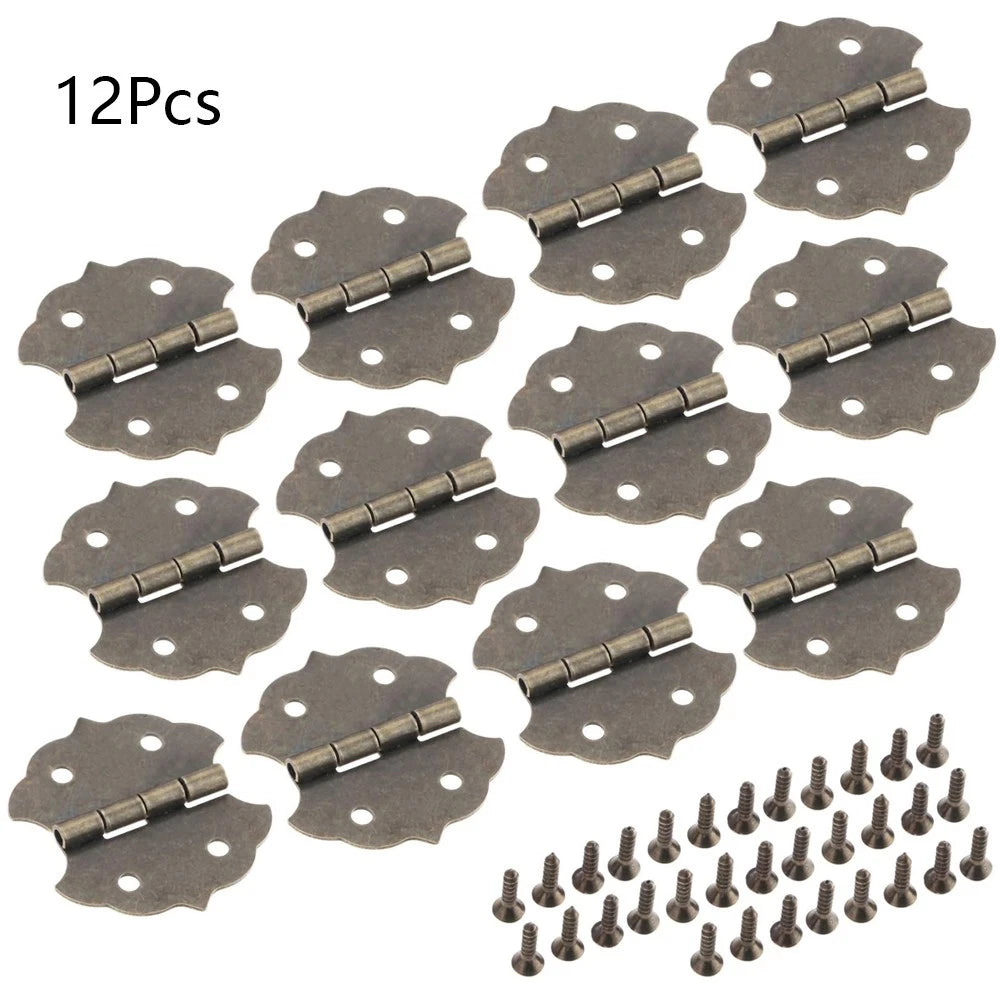 12Pc Antique Bronze Cabinet Hinge for Wooden Box Jewelry Chest