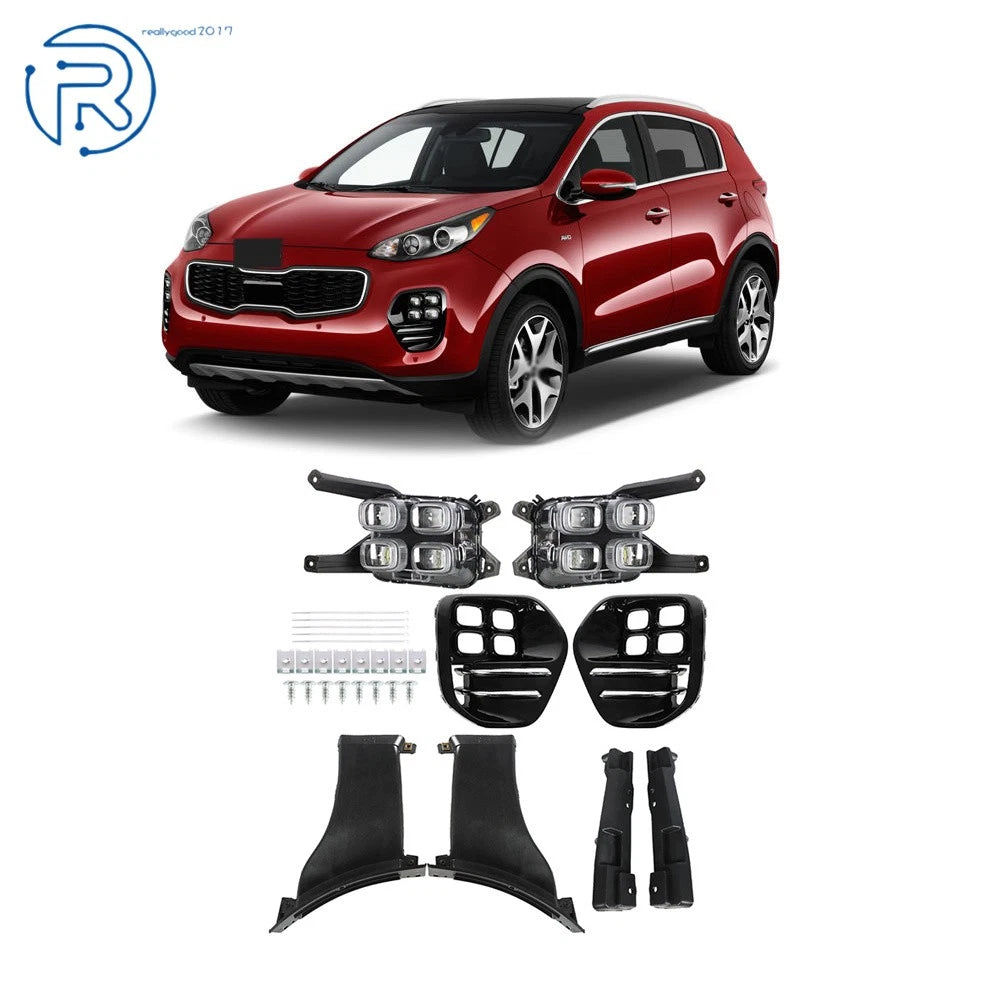 Set of 2 Front Bumper LED Fog Lights & Bezel Kits for Kia Sportage (2017–2018)