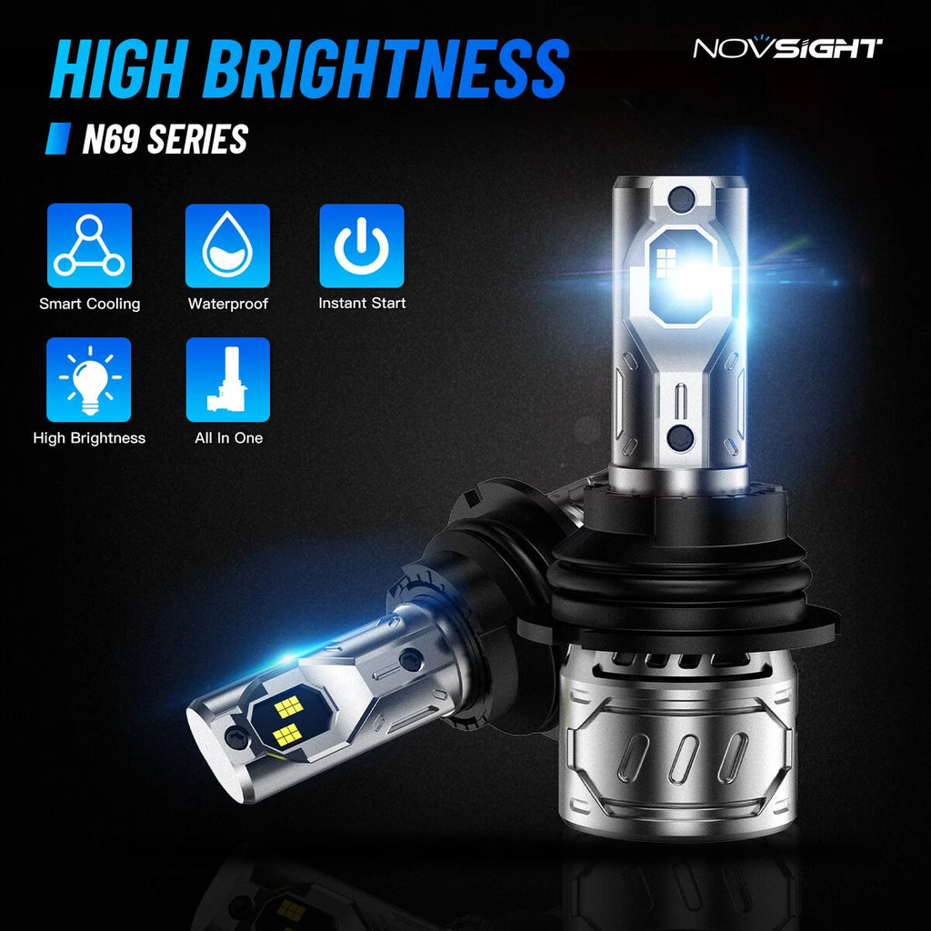 2X 9007 HB5 LED Headlight Bulbs for Novsight (6000K)