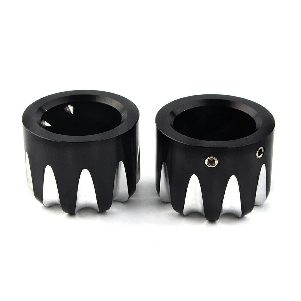 Black CNC Cut Axle Nut Cover for Harley Electra Street Road Glide