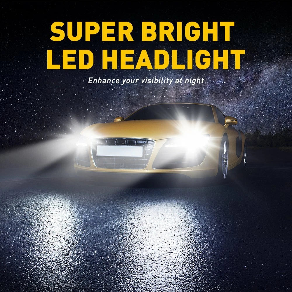 2X LED Headlight Bulbs for H11 9007 H4 (Canbus, Ultra Bright)
