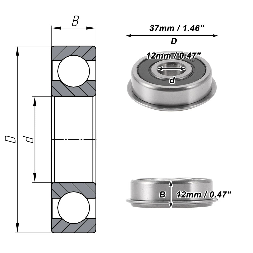Deep Groove Ball Bearing 6301NR2RS for Scooter Skateboard (12x37x12mm)