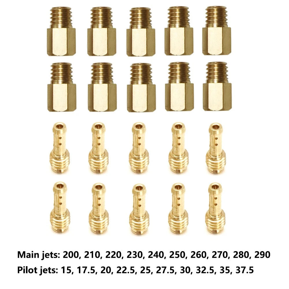 10Pcs Main Jets & 10Pcs Pilot Jets Kit for Mikuni TM TMX VM VM22 Carb