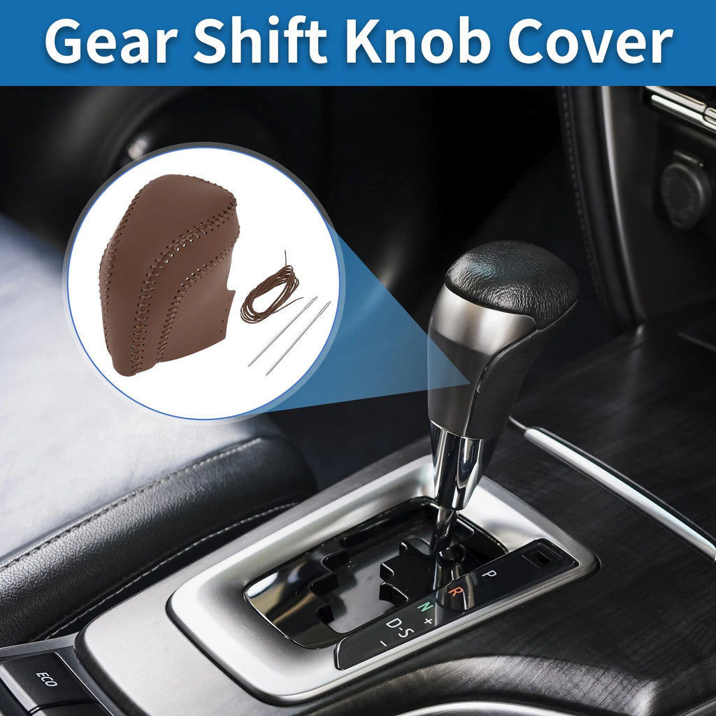 1 Pc Gear Shift Knob Cover for Toyota Camry (2018–2024) Brown Faux Leather
