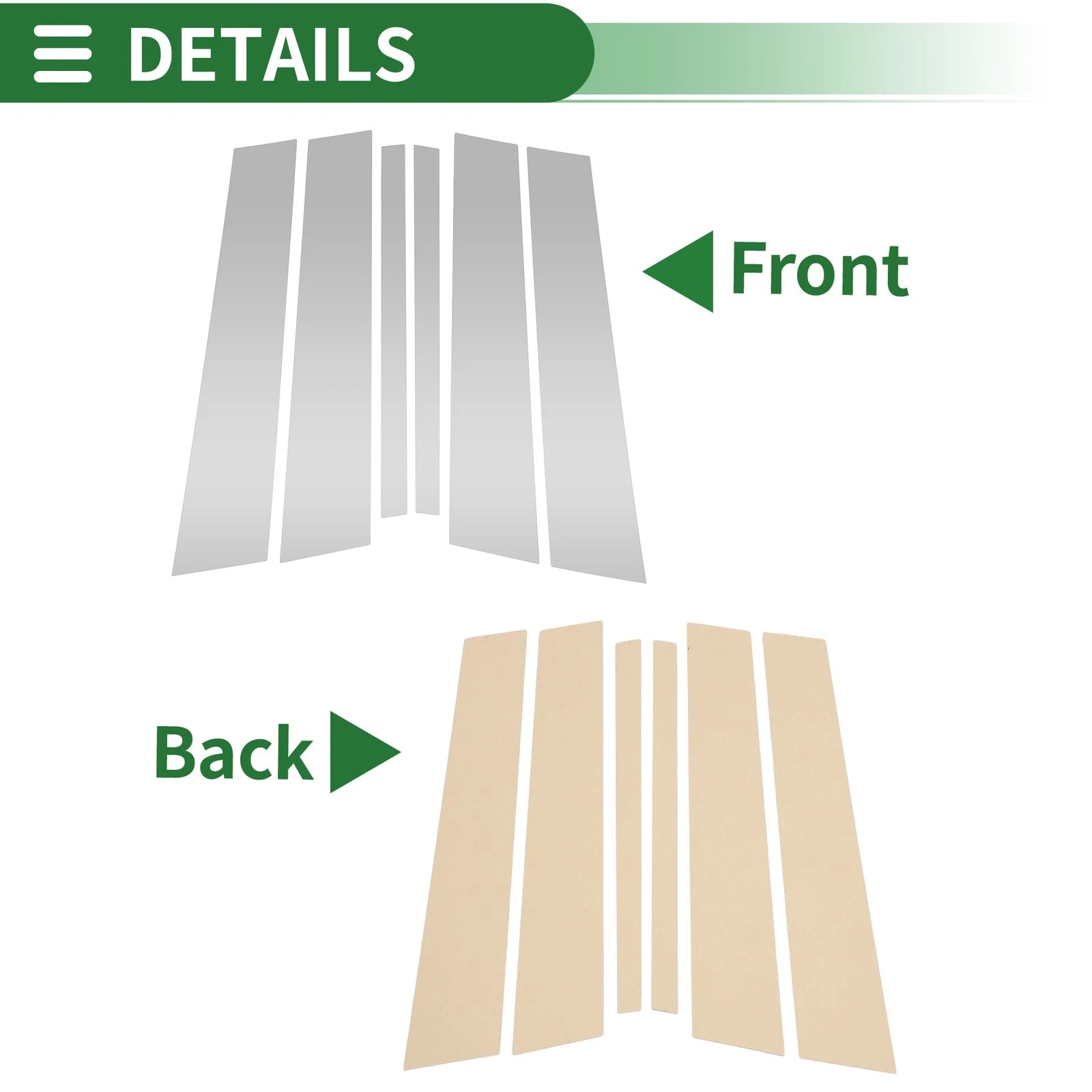 Set of 6 Door Pillar Window Trim for BMW X1 (2009–2015) Silver Tone