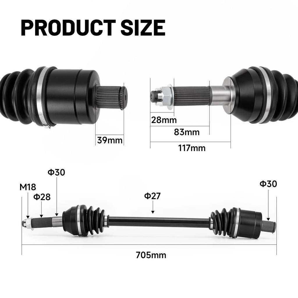 Pair Complete Rear CV Joint Axle for Polaris Ranger 1000 (2020–2022)