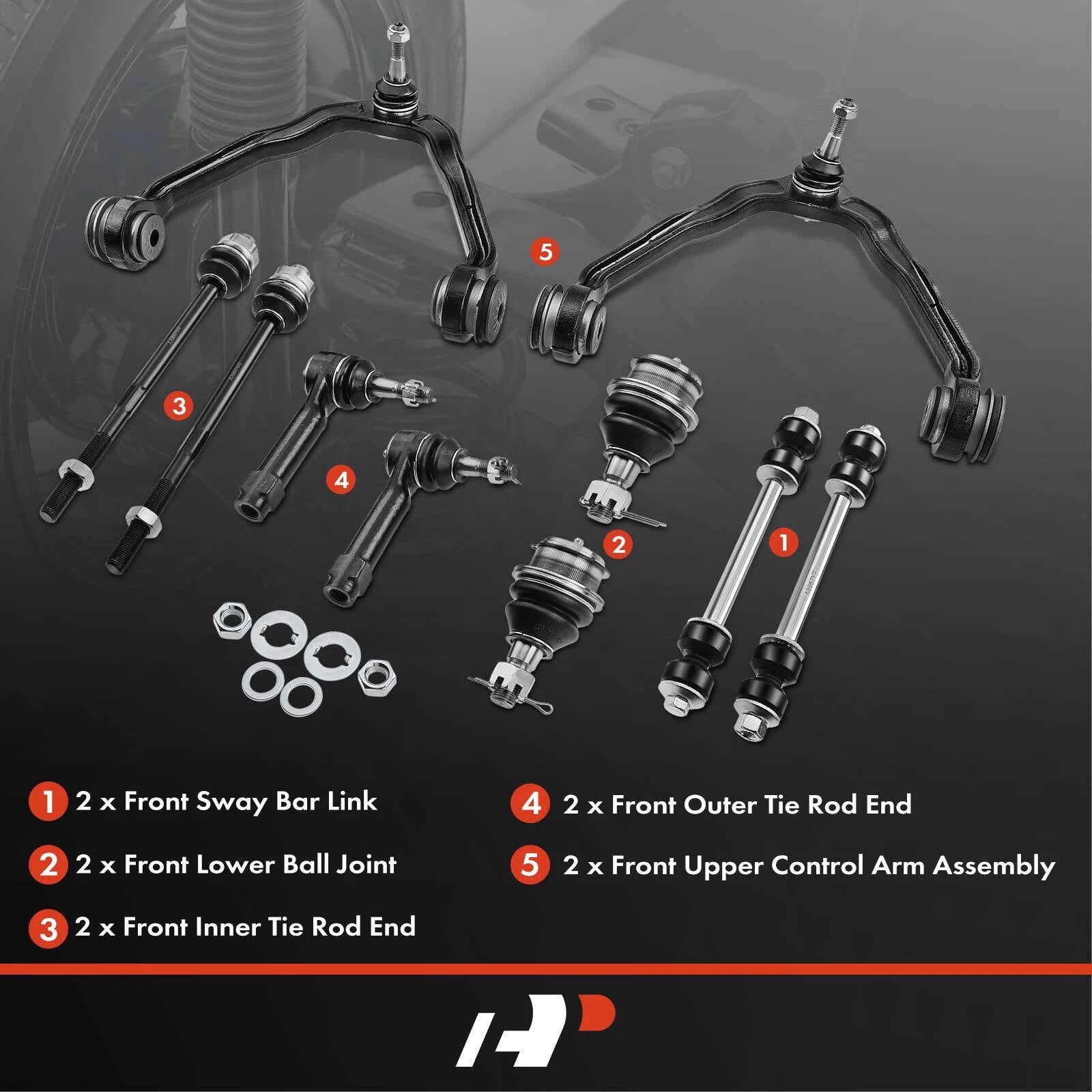 10x Front Control Arm Ball Joint Sway Bar Link Tie Rod for Chevrolet