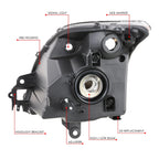 Right Passenger Headlight Lamp for Nissan Sentra (2007–2009) OE Style Black Housing