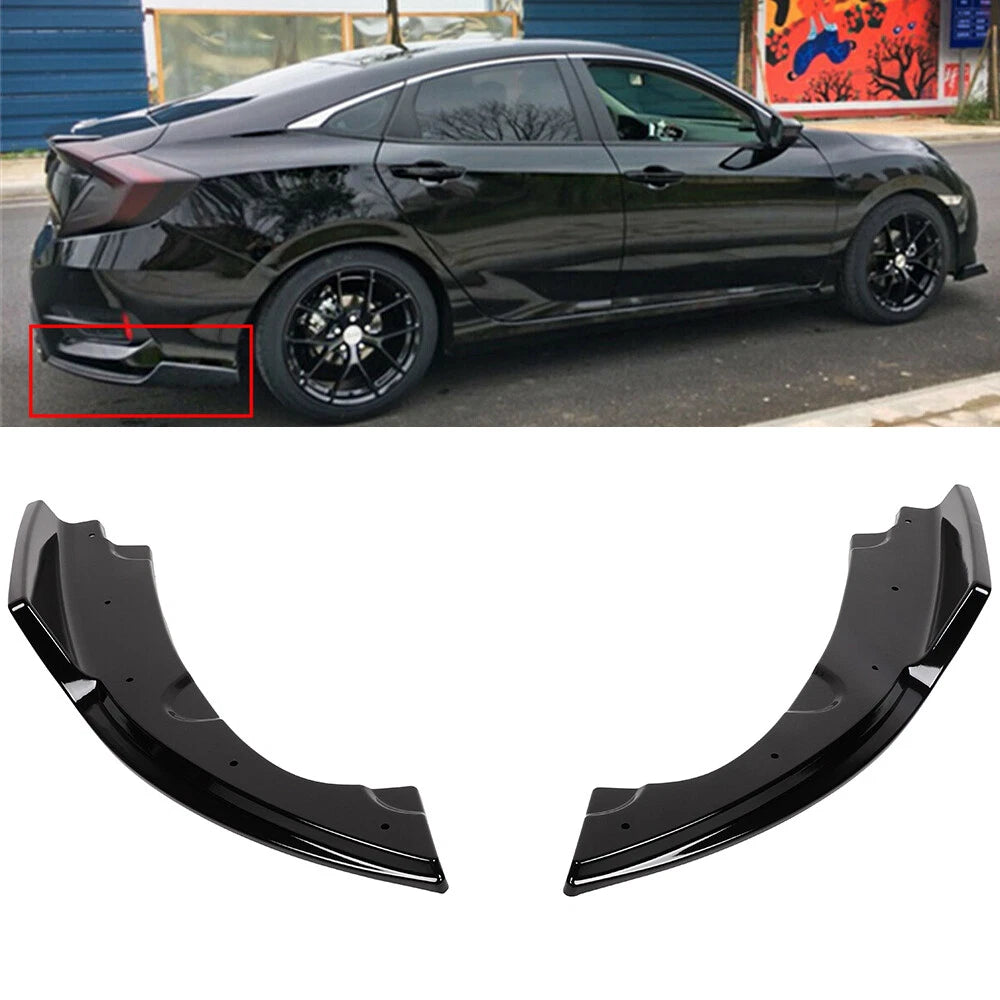 2PC Rear Bumper Splitters for Honda Civic (2016–2018) Black