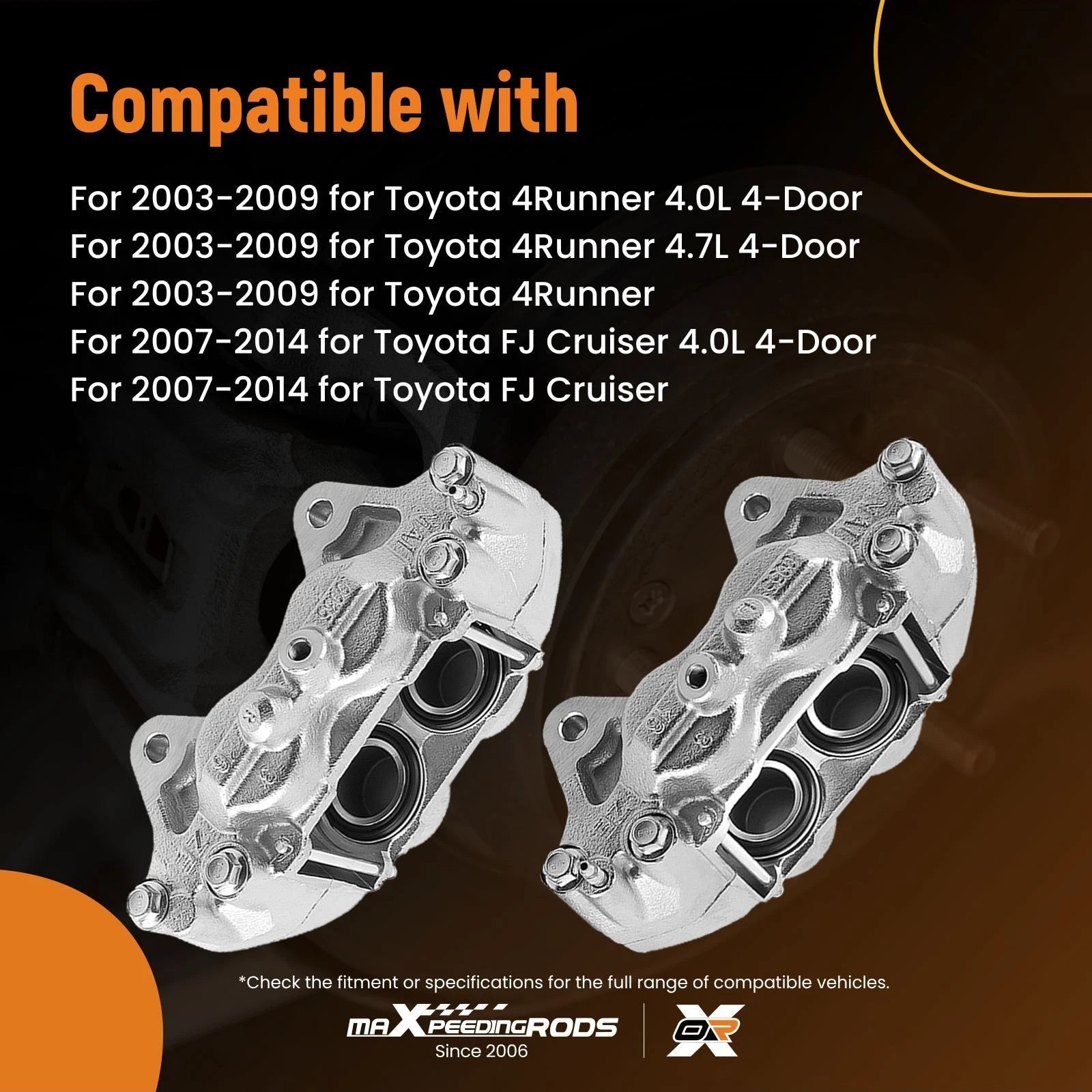 Front Brake Caliper Set for Toyota 4Runner Tacoma FJ Cruiser Tundra (2000–2023)
