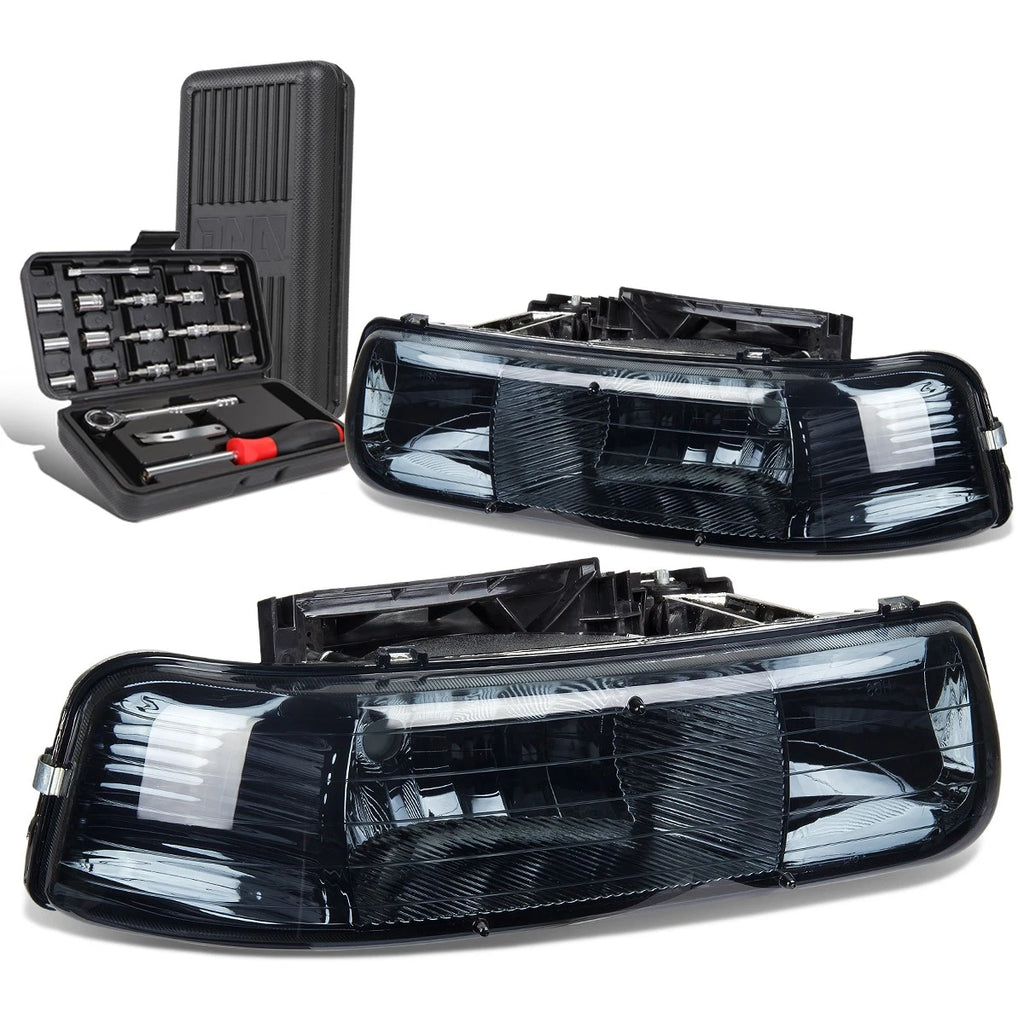 Pair of Smoked Housing Headlights for Chevy Silverado (1999–2002)