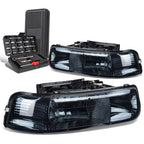 Pair of Smoked Housing Headlights for Chevy Silverado (1999–2002)