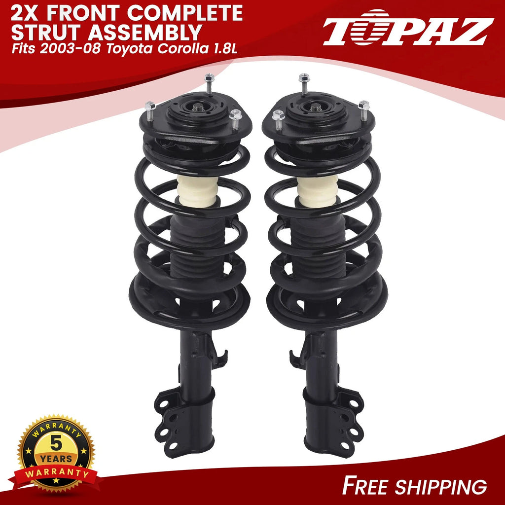 2Pcs Front Struts Shock with Coil Spring Assembly for Toyota Corolla (2003–2008)