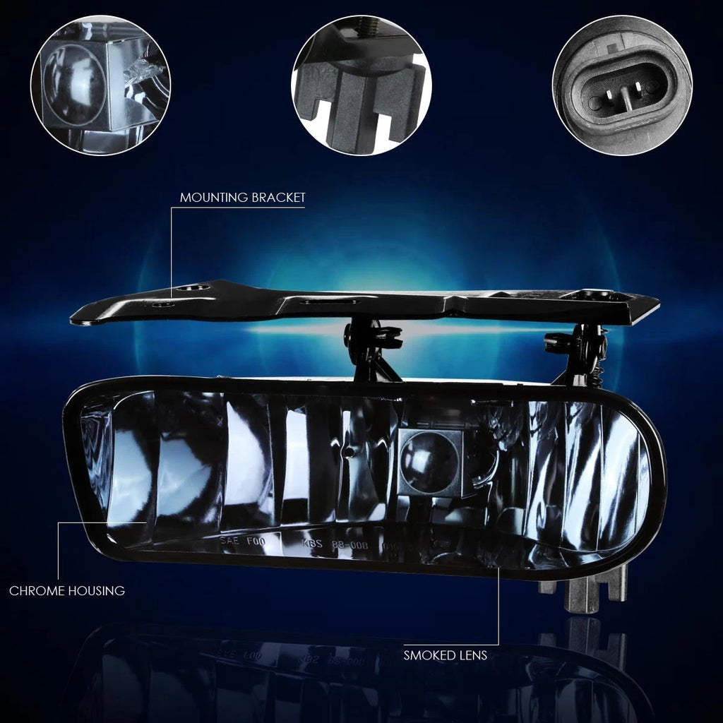 Smoked Lens Front Bumper Fog Lights + Switch Pair for Cadillac Escalade (2002–2006)