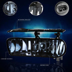 Smoked Lens Front Bumper Fog Lights + Switch Pair for Cadillac Escalade (2002–2006)
