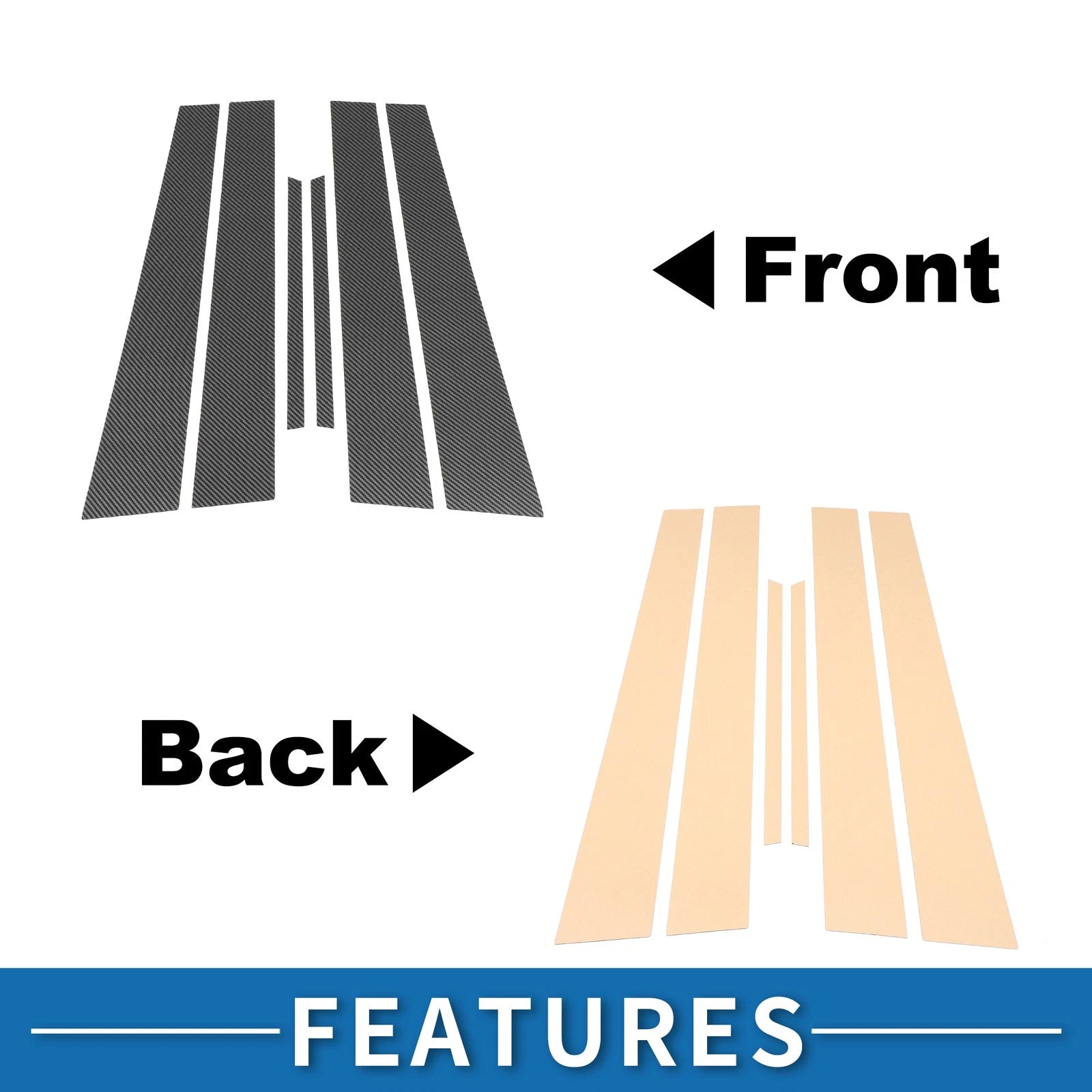 6 Pcs Door Pillar Window Trim for Lexus ES (2002–2006) Carbon Fiber Black