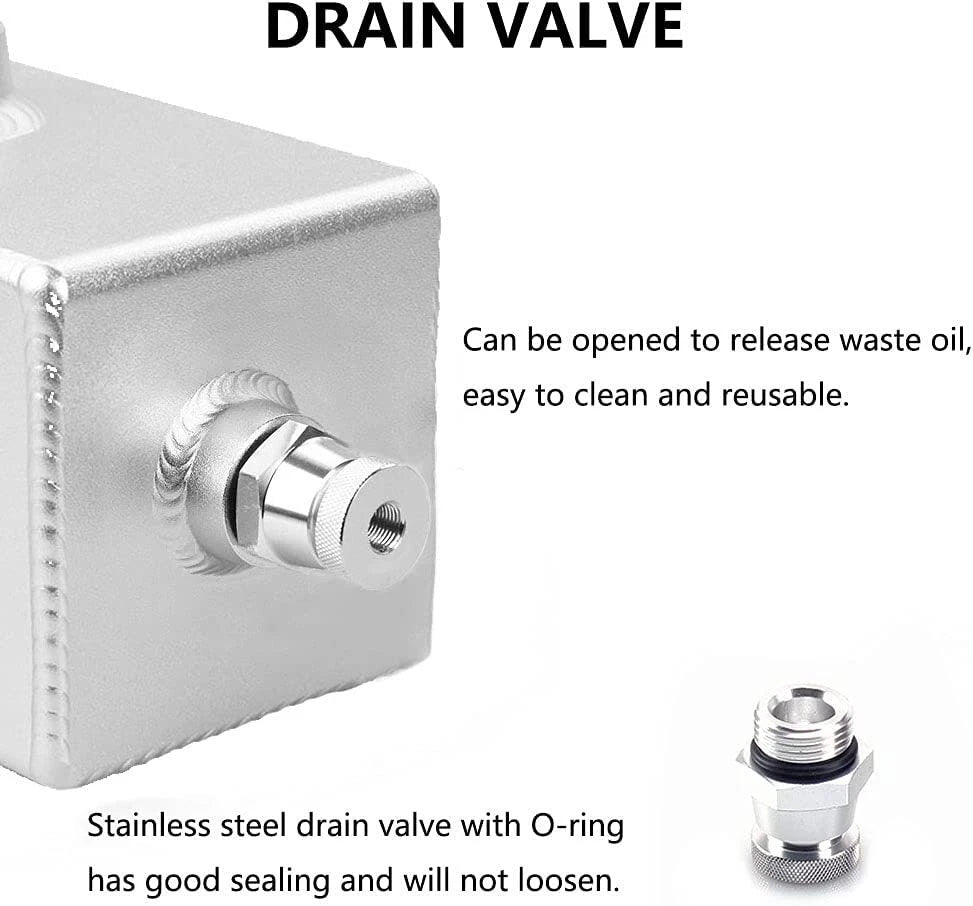 2L Oil Catch Can Tank for Universal Applications (Baffled, 10AN Breather)