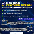 5/16" x 15' Lead Chain with Shackles for Boat Anchor (HTG4)