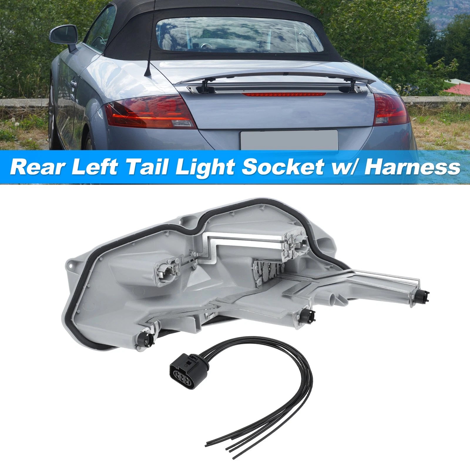 Set of 2 Rear Left Tail Light Socket Wiring Harness 8J0945257A for Audi TT (2006–2014)