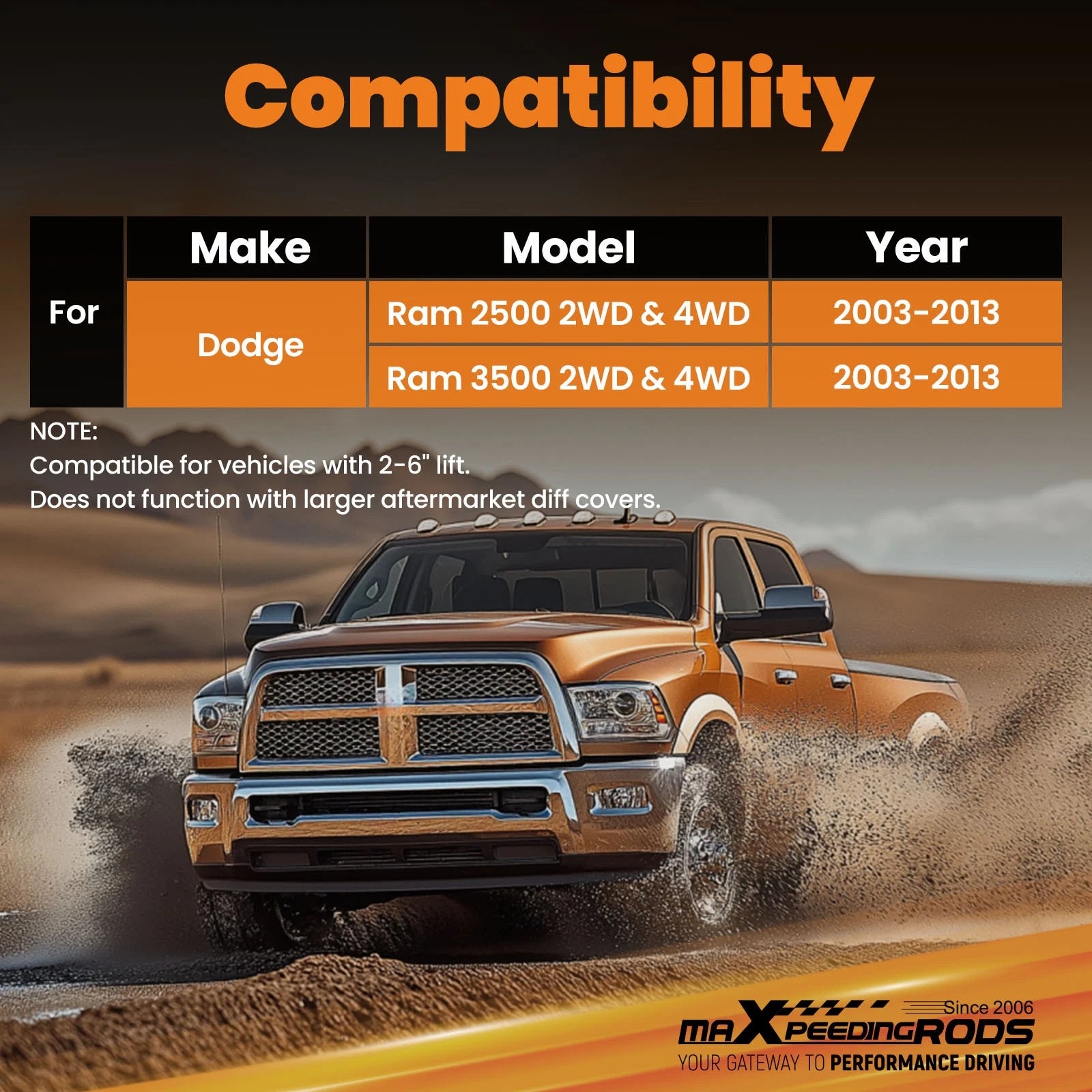 Adjustable Track Bar Rods for Dodge Ram 2500 3500 4WD (2003-2013)