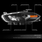 Driver Left Black Housing Amber Corner Headlight for Dodge Dart (2013–2016)