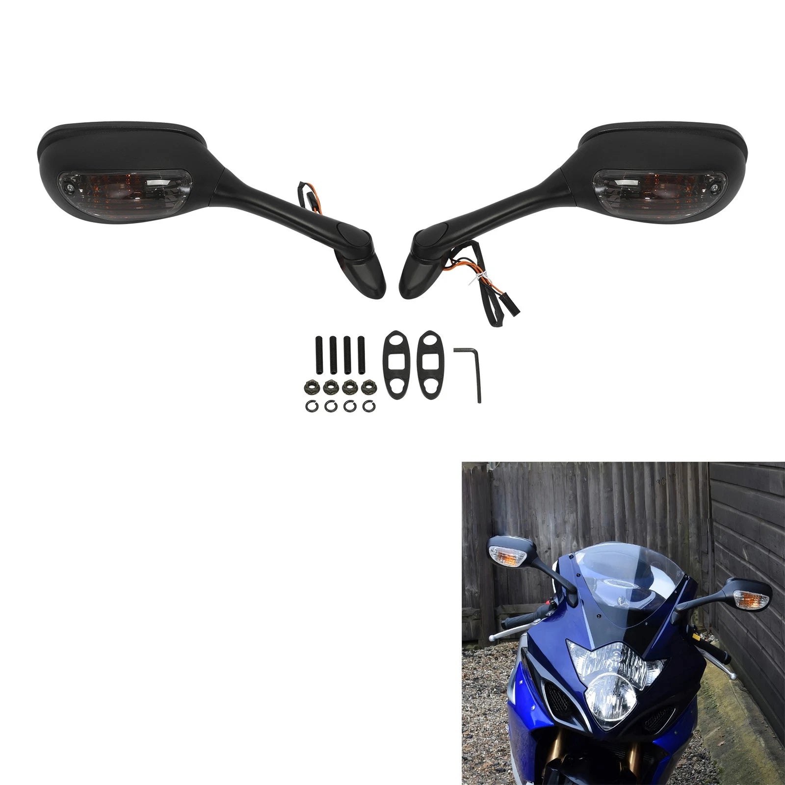 Rearview Mirrors with Turn Signal for Suzuki GSXR 1000 GSXR600 GSX-R 750 (2006–2024)
