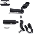 1-1/4" Chrome Black Short Angled Gear Skull Foot Pegs for Motorcycle