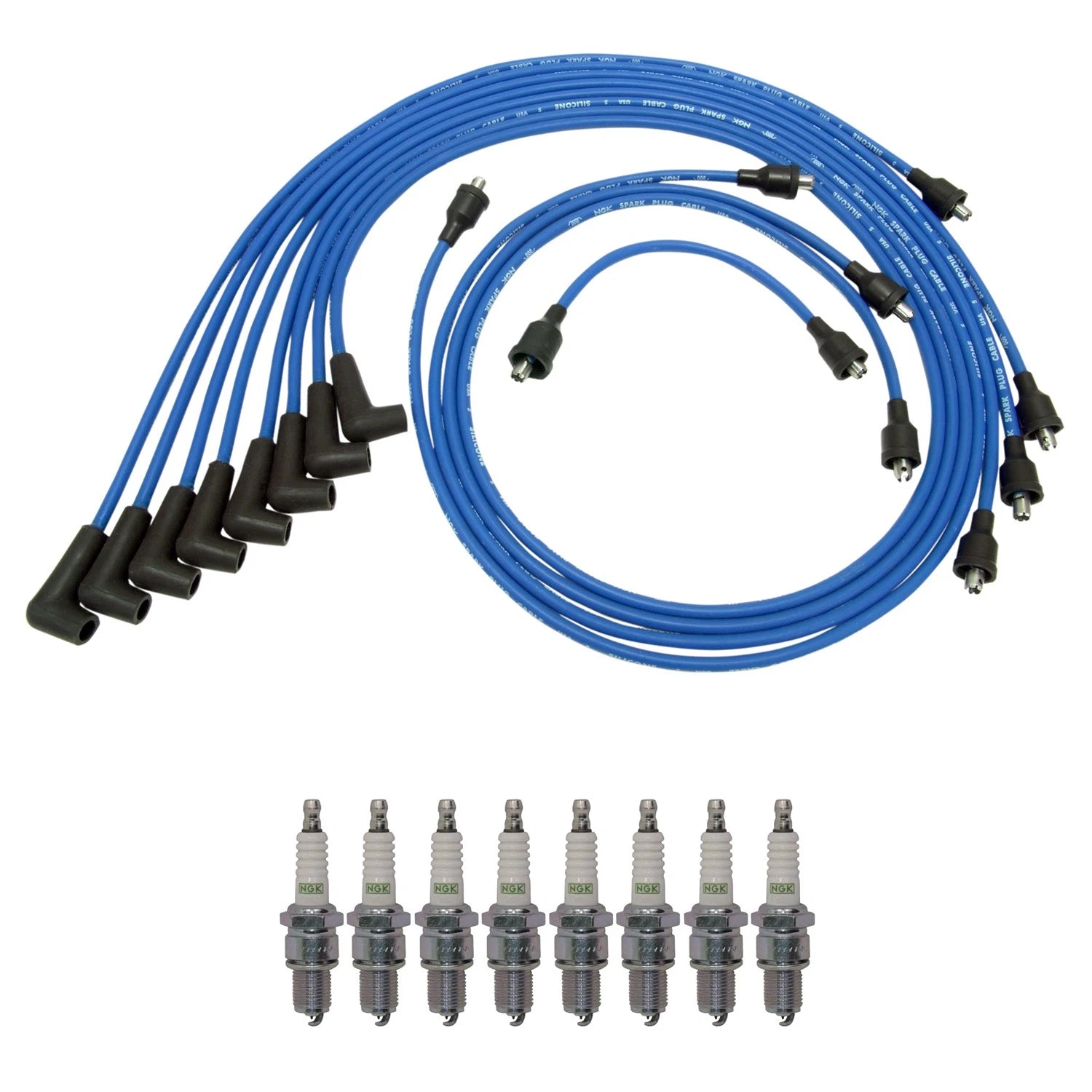 NGK Wire Set & 8 G-Power Platinum Spark Plugs Kit for C10 C20 G10 V8 (1973–1987)