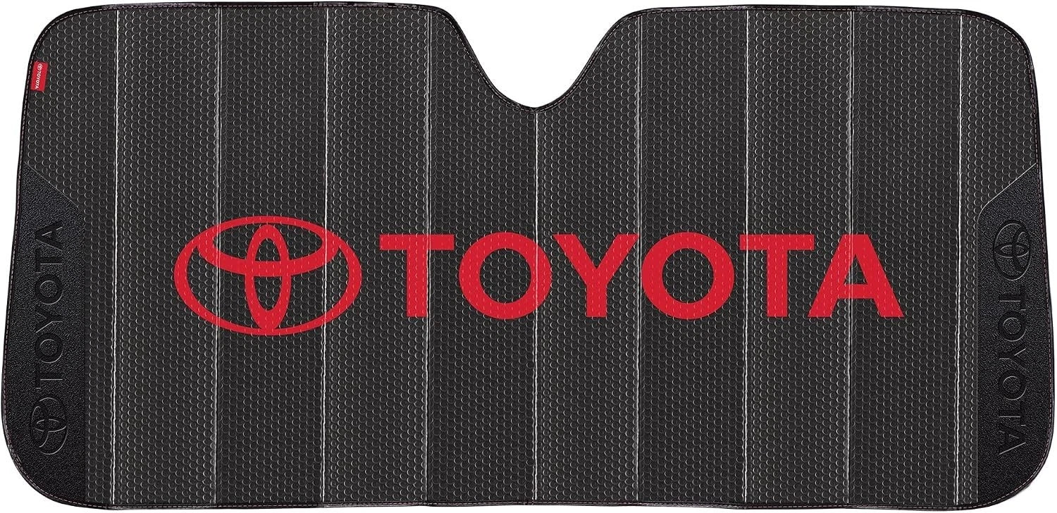 Front Windshield Accordion Sunshade for Toyota 4Runner, Tacoma (Red Logo)