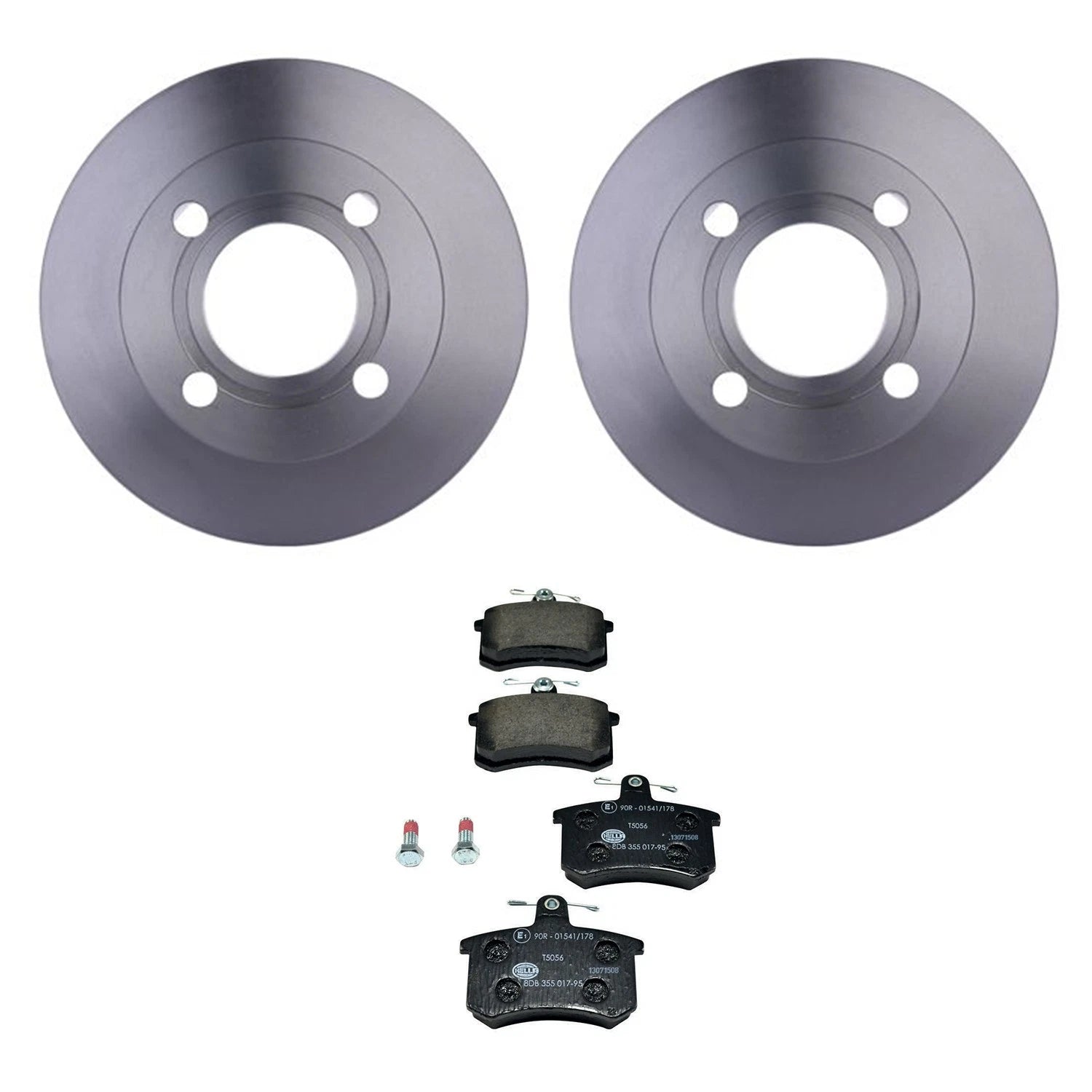 Hella Rear Rotors & Low-Met Disc Brake Pad Kit for Audi 5000, 80, 90, Cabriolet