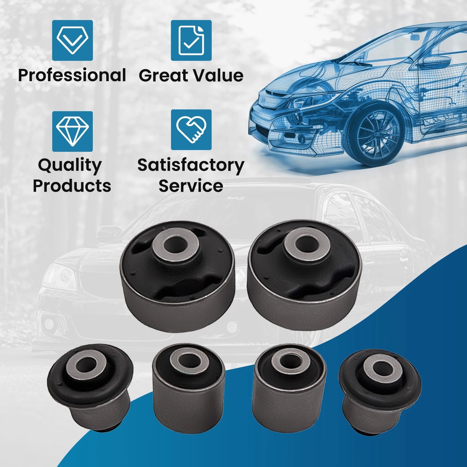 Front Lower Control Arm Bushing Kit for Honda Accord TL TSX (2004–2008)