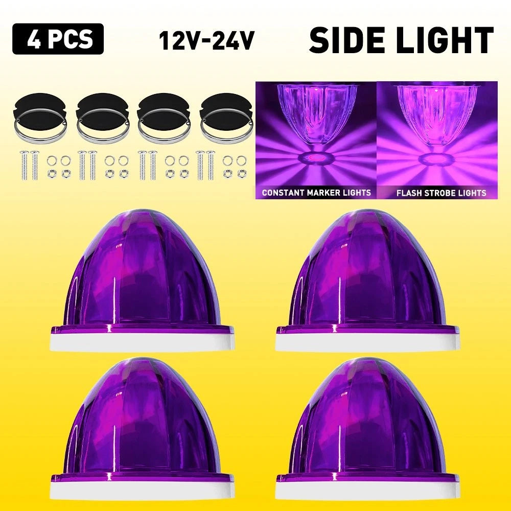 4X Purple Flash Watermelon Side Marker Light for Universal Vehicles