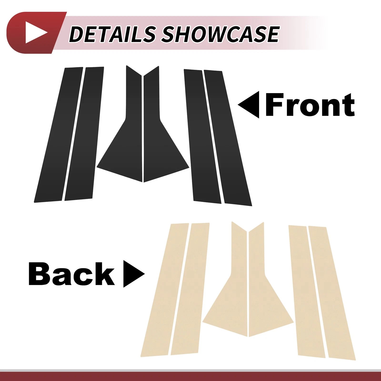 6 Pcs Door Pillar Window Trim for Ford Escape (2020–2023) Black