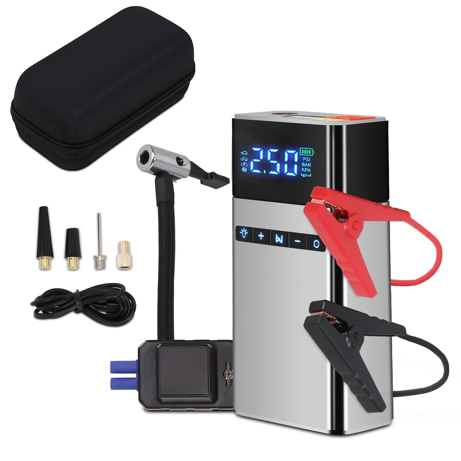 Portable Jump Starter Power Bank 18000mAh 2500A with Air Pump for All Vehicles