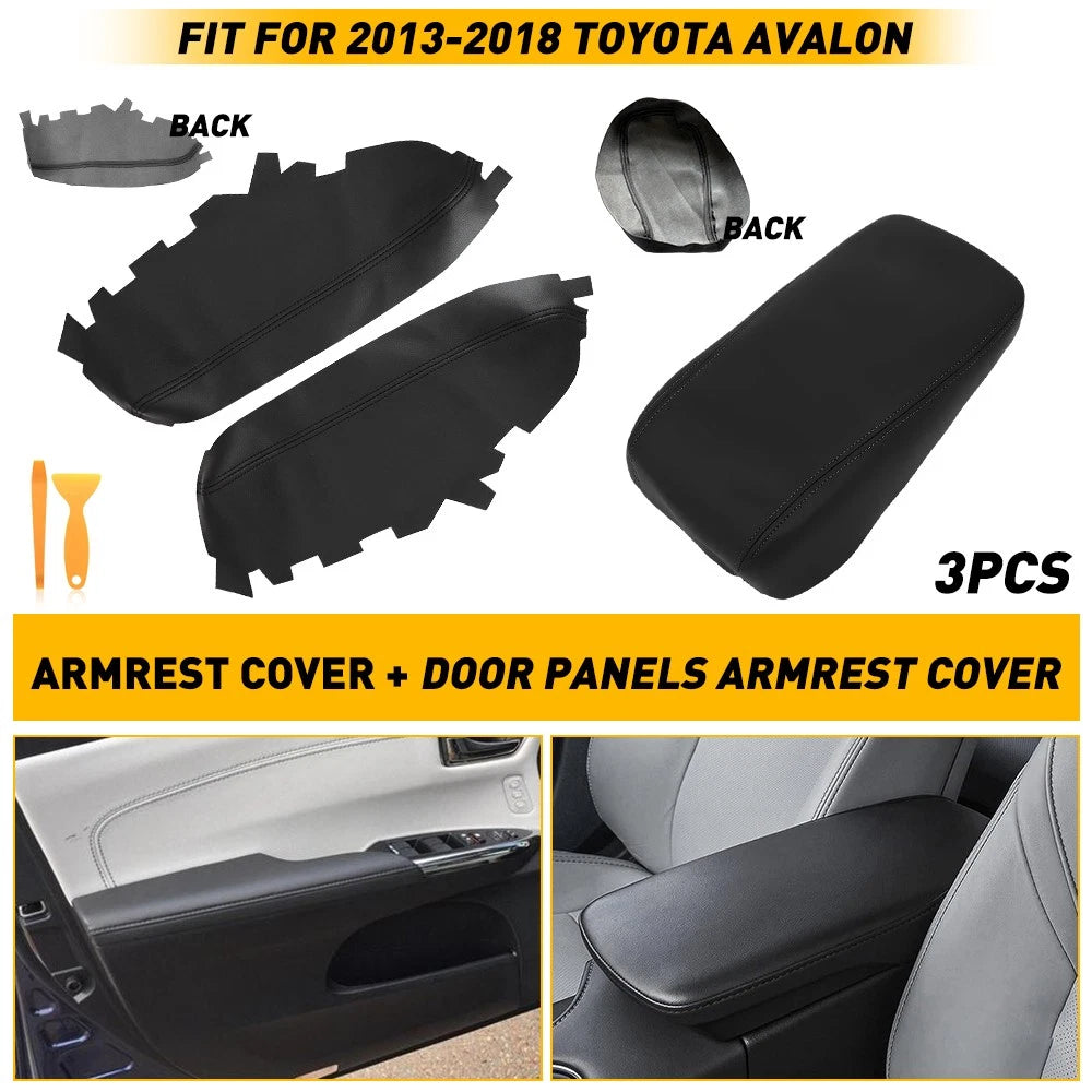 Leather Console Lid Armrest & Door Panel Cover for Toyota Avalon (2013–2018)