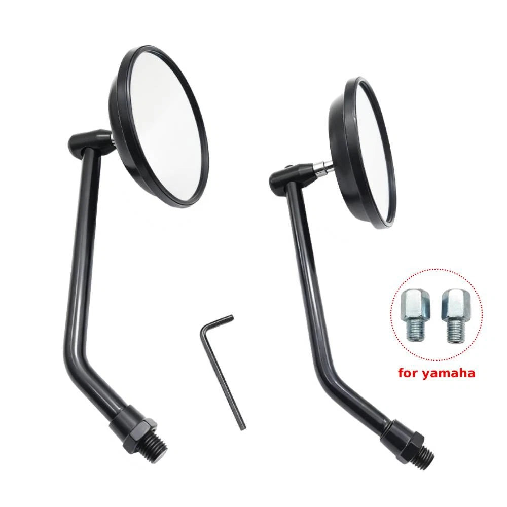Set of 2 Black Round Rearview Side Mirrors 10mm for Honda Suzuki Yamaha Kawasaki