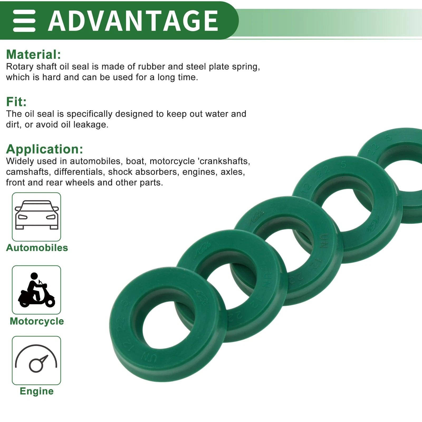 Set of 5 Oil Seal Rotary Shaft Seal 12x22x5mm for Various Models