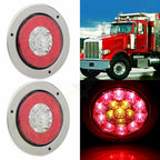 2X 6 Inch LED Red Side Signal Turn Lights for Pickup Lorry Truck Van