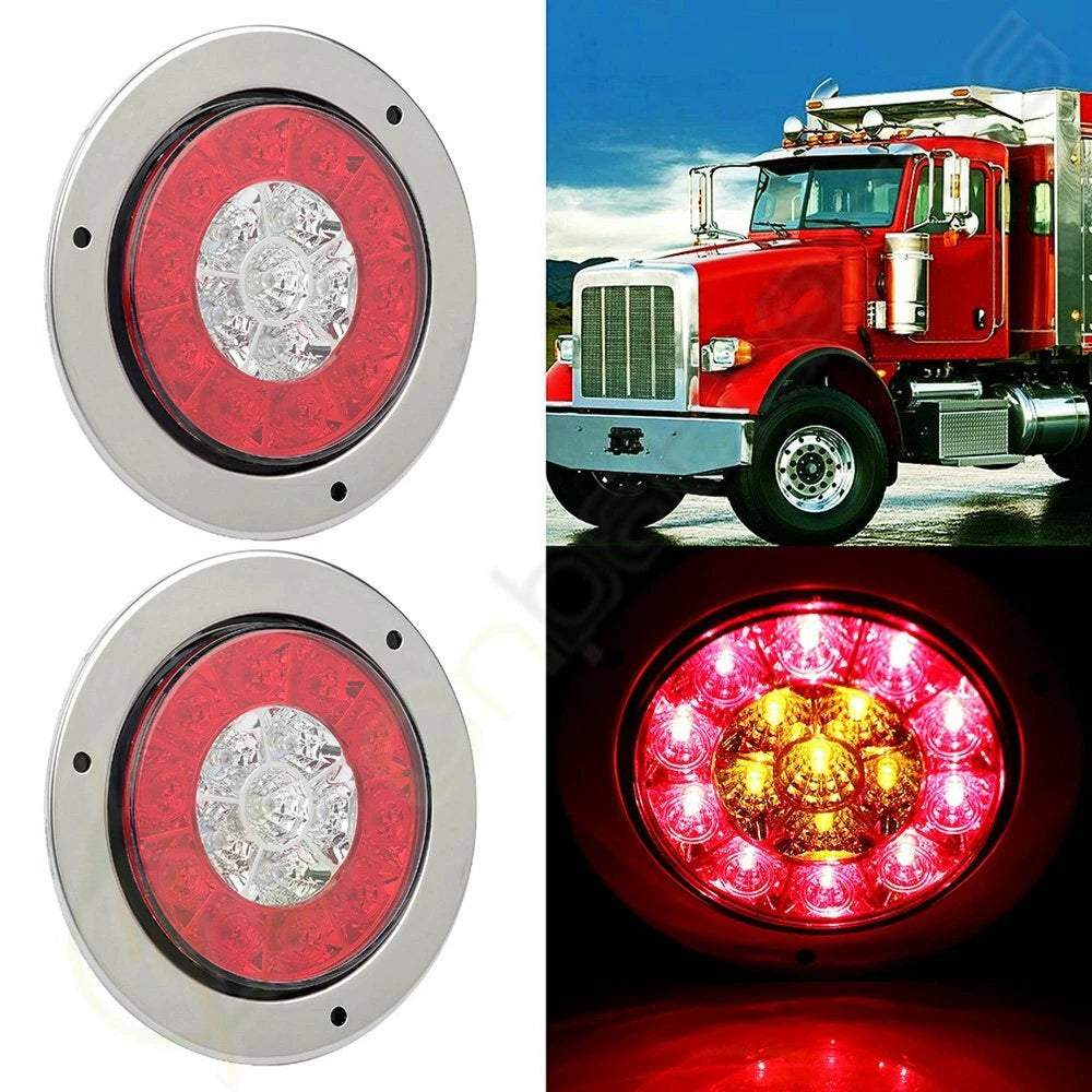 2X 6 Inch LED Red Side Signal Turn Lights for Pickup Lorry Truck Van