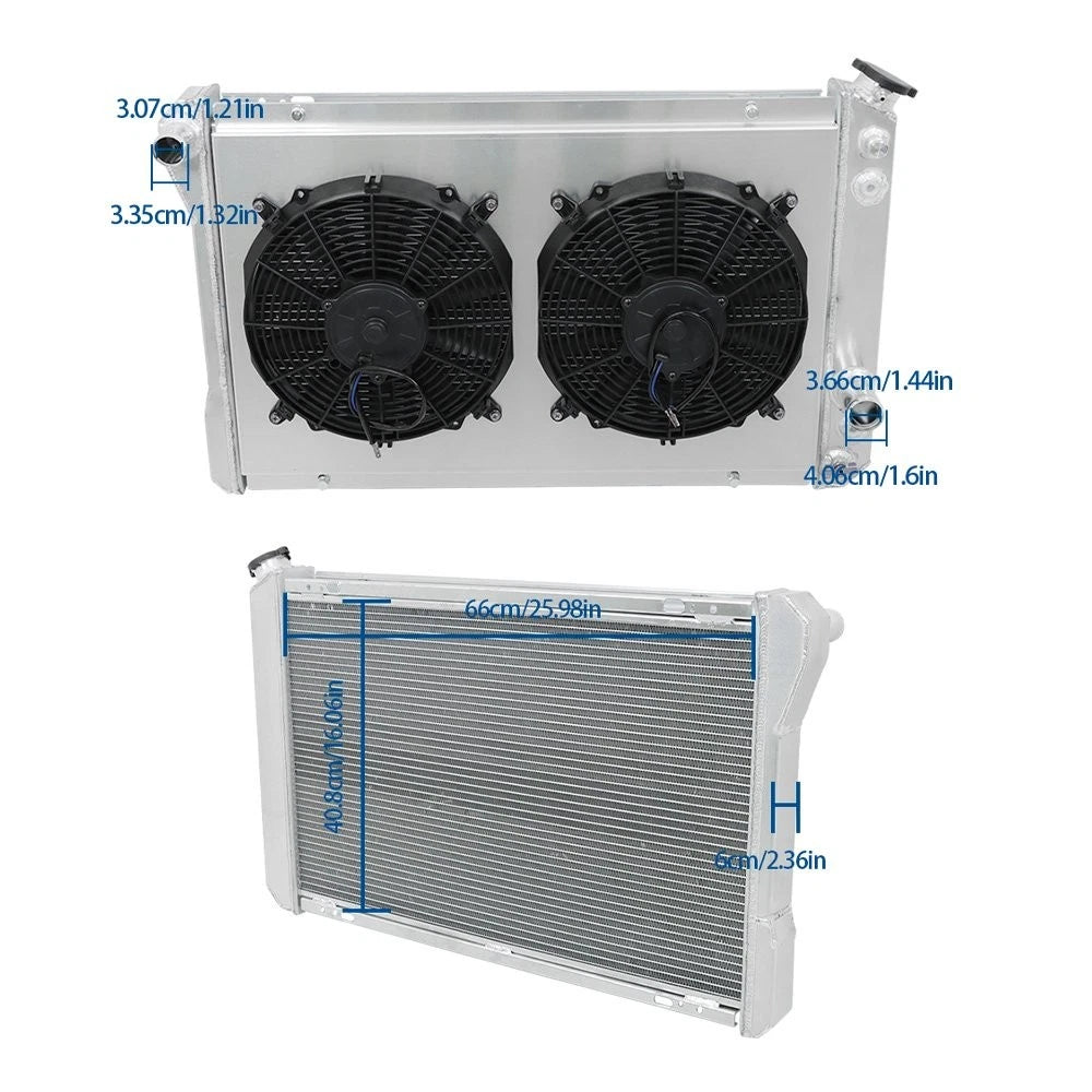 3 Row Radiator Kit with Shroud Fan & Thermostat for Chevy Camaro Pontiac Firebird (1982–1992)