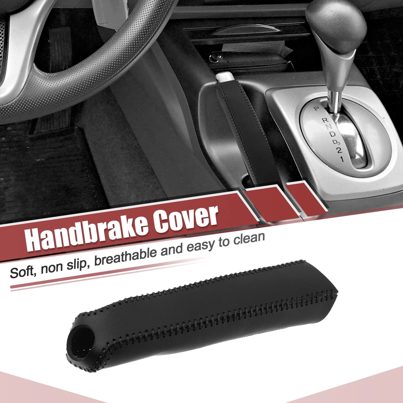 Faux Leather Handbrake Cover Trim for Honda Civic (2006–2011) Black
