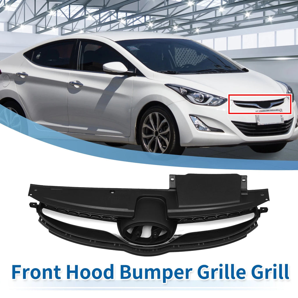 Front Upper Bumper Grille for Hyundai Elantra (2014) Black Chrome