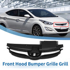 Front Upper Bumper Grille for Hyundai Elantra (2014) Black Chrome