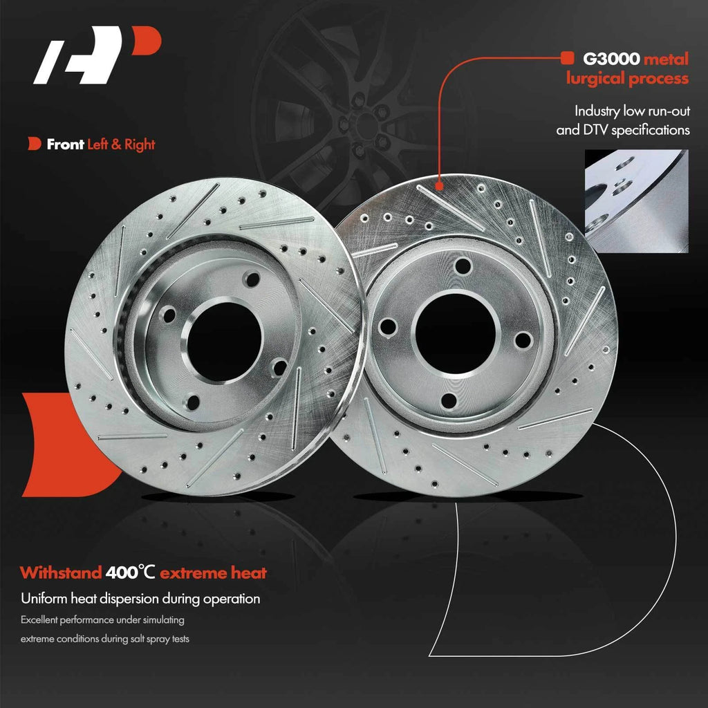 Front Drilled Brake Rotors & Ceramic Pads for Nissan Versa (2009–2011)