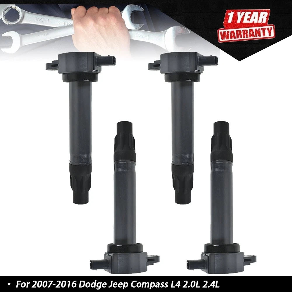 Set of 4 Ignition Coils for Dodge Jeep Compass (2007–2017) 2.0L 2.4L