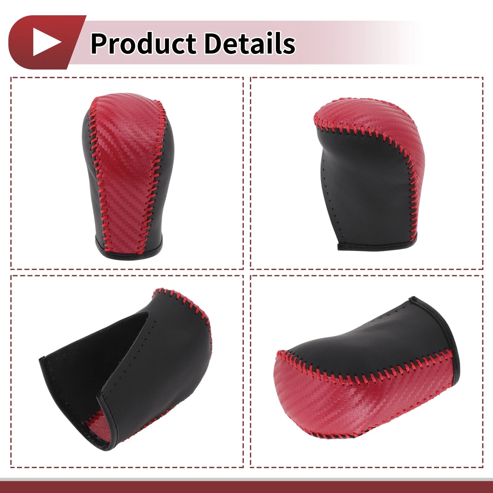 1Pc Gear Shift Knob Cover for Subaru Forester (2006–2012) Red Faux Leather