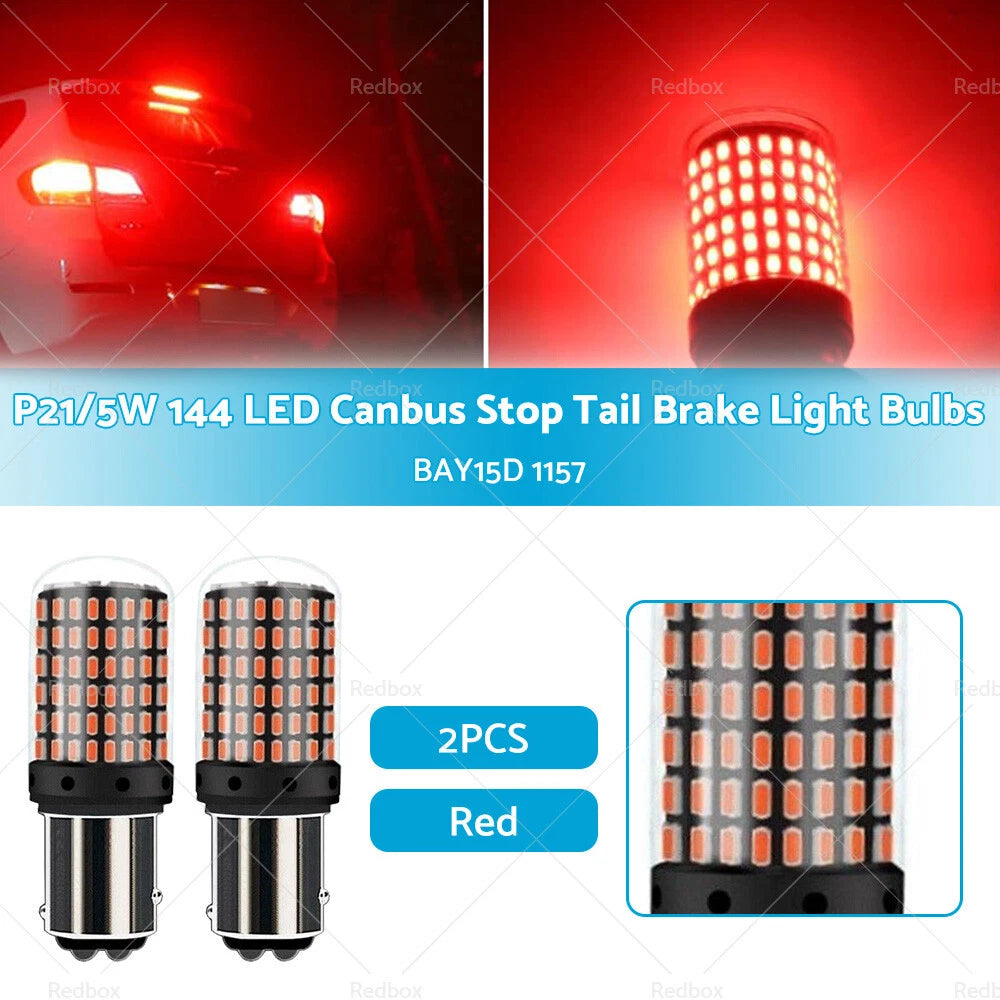 2X P21/5W BAY15D 1157 144 Red LED Brake Light Bulbs for Universal