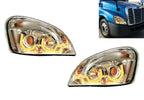Chrome Projection Headlights with Amber LED for Freightliner Cascadia (2018–2023)